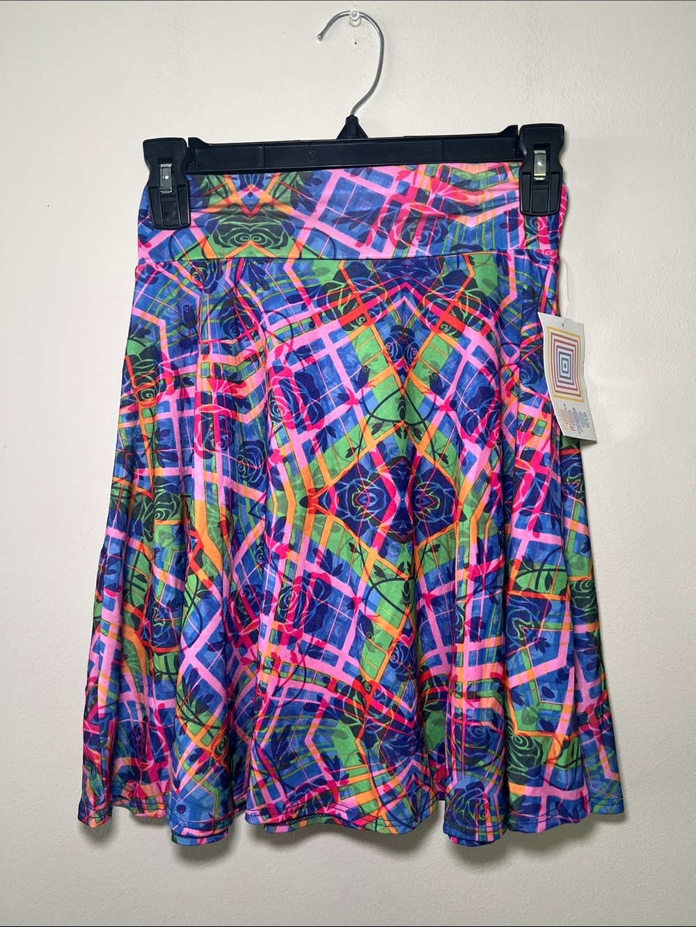 LuLaRoe Kid’s Azure Colorful Geometric & Floral Print Skirt